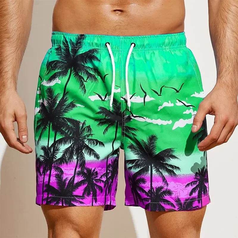 2024 Casual Men's Drawstring Shorts - Quick Dry Coconut Tree Print - Buy Center