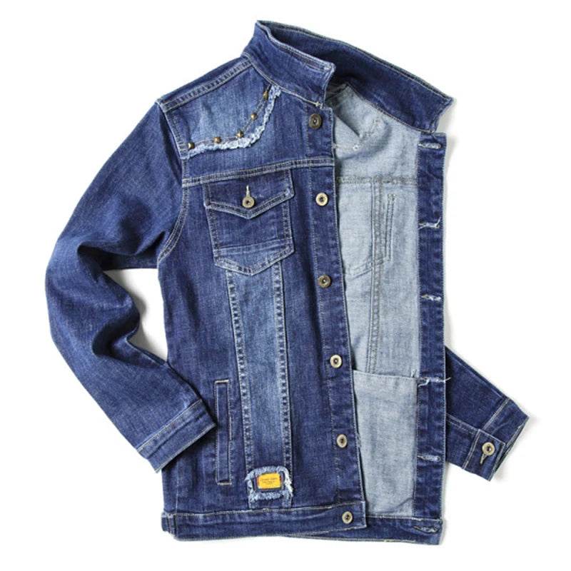 Embry Loor Men's Denim Jacket - Stylish Blue & Black Outerwear for Autumn - Buy Center