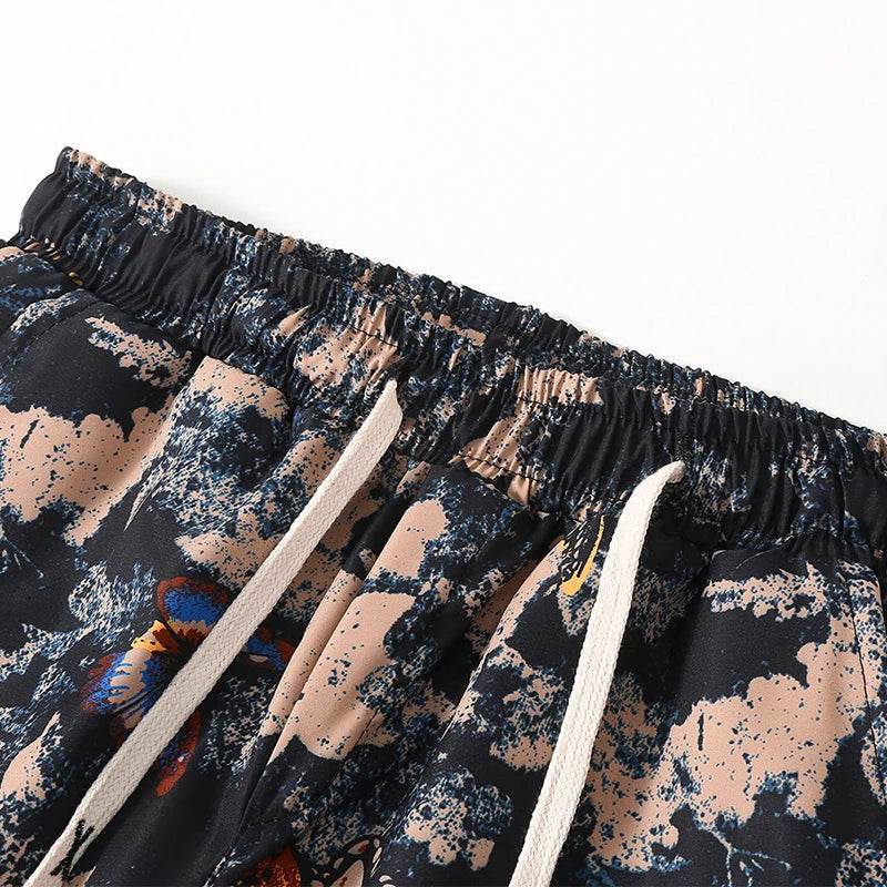 Retro Men's Casual Beach Shorts - Oversized Knee Length with Print Design - Buy Center