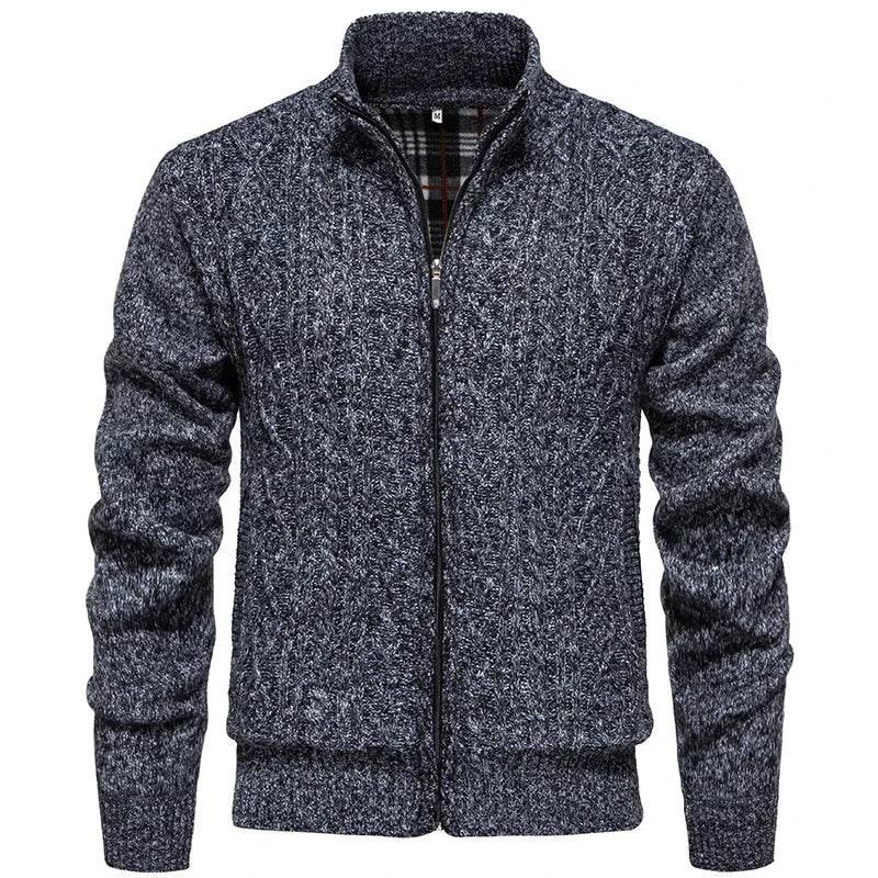 Men’s Cashmere Wool Cardigan - Warm Zipper Stand-Up Collar Sweater - Buy Center
