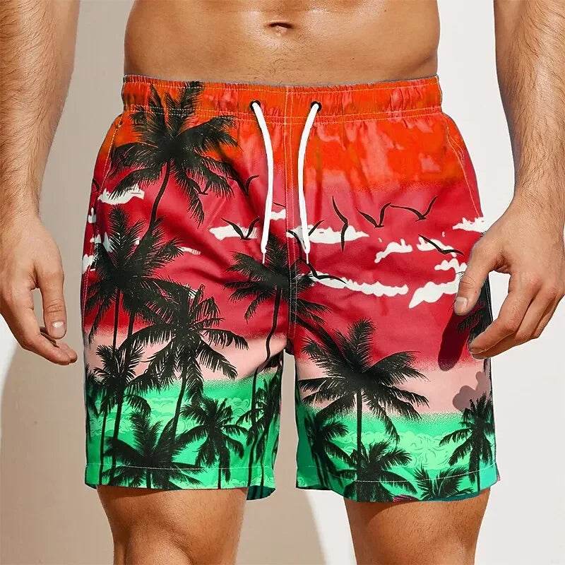 2024 Casual Men's Drawstring Shorts - Quick Dry Coconut Tree Print - Buy Center