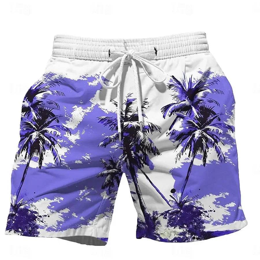 2024 Casual Men's Drawstring Shorts - Quick Dry Coconut Tree Print - Buy Center