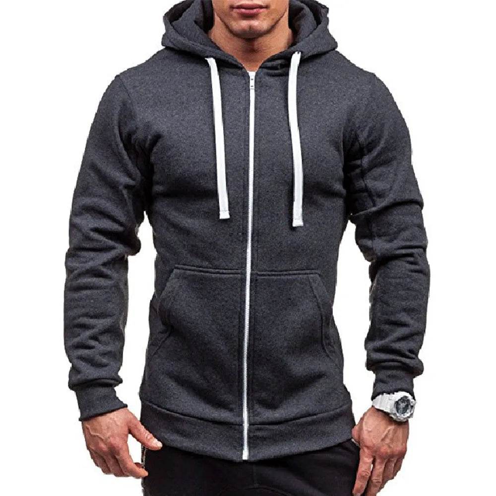 King Billion Men's Casual Zip Hooded Sweatshirt - Solid Colour Jacket - Buy Center