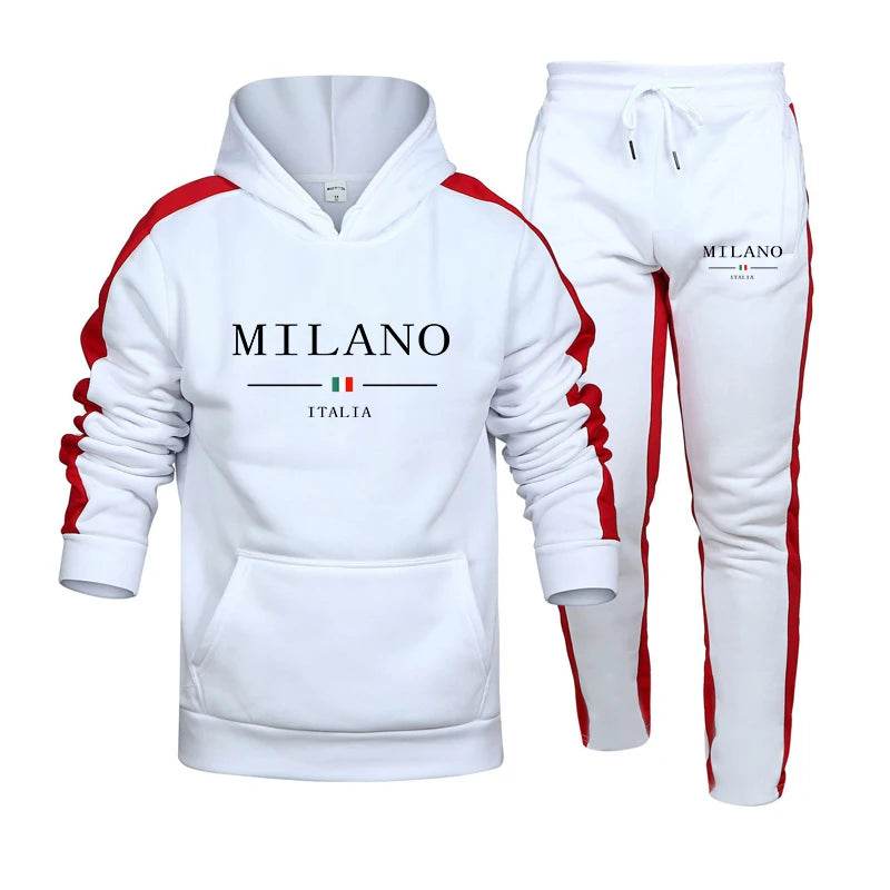 IOSN Men's Casual Tracksuit - Printed Hooded Sweatshirt & Jogger Set - Buy Center