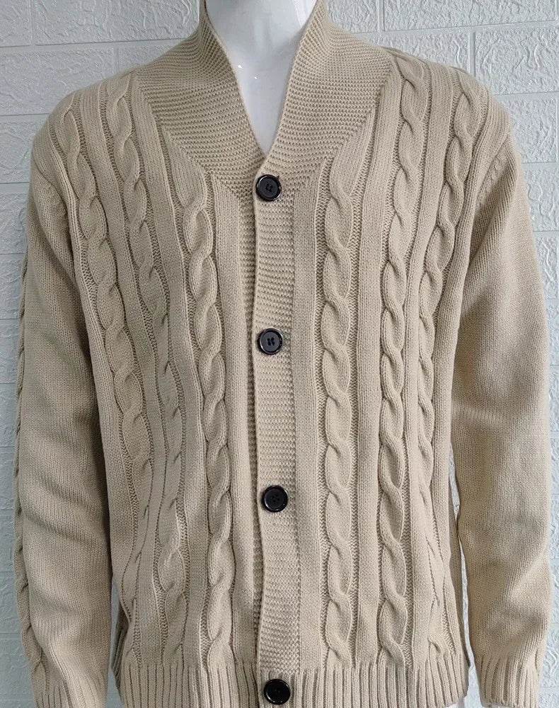Kalenmos Men’s V-Neck Loose Sweater - Cozy Casual Cardigan for Autumn - Buy Center