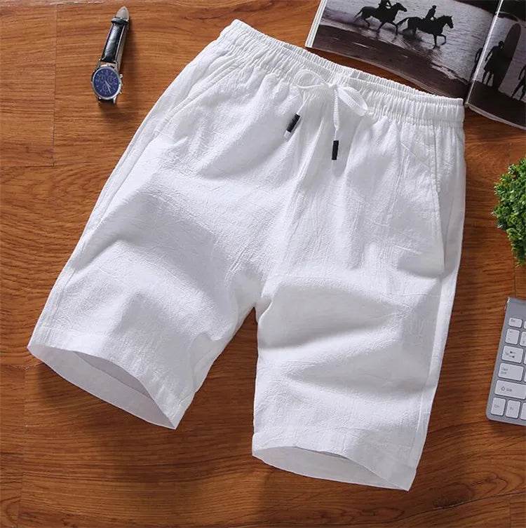 Asyabuykal Men's Slim Fit Knee Length Shorts - Cotton Linen, Breathable Summer Wear - Buy Center