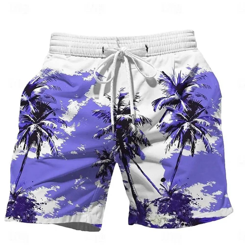 2024 Casual Men's Drawstring Shorts - Quick Dry Coconut Tree Print - Buy Center