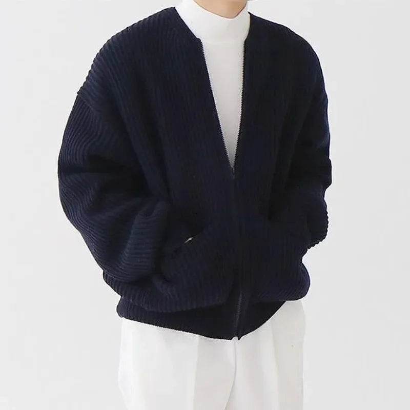 Men's Slim-Fit Cardigan Zipper Sweater - Casual Autumn & Winter Top - Buy Center