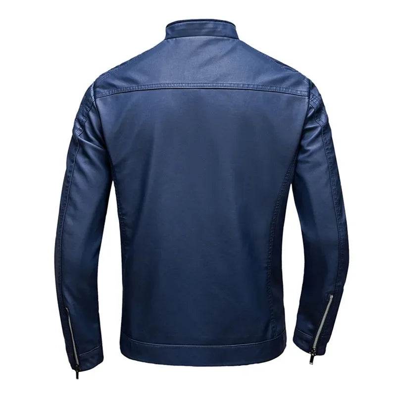 FAVOCENT Stand Collar Men's Leather Jacket - Casual Slim Fit Fashion 2024 - Buy Center