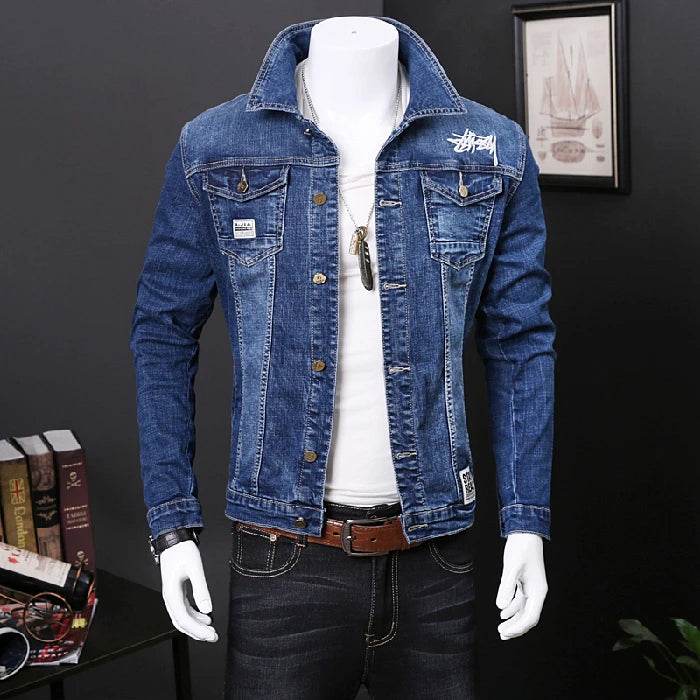 Embry Loor Men's Denim Jacket - Stylish Blue & Black Outerwear for Autumn - Buy Center