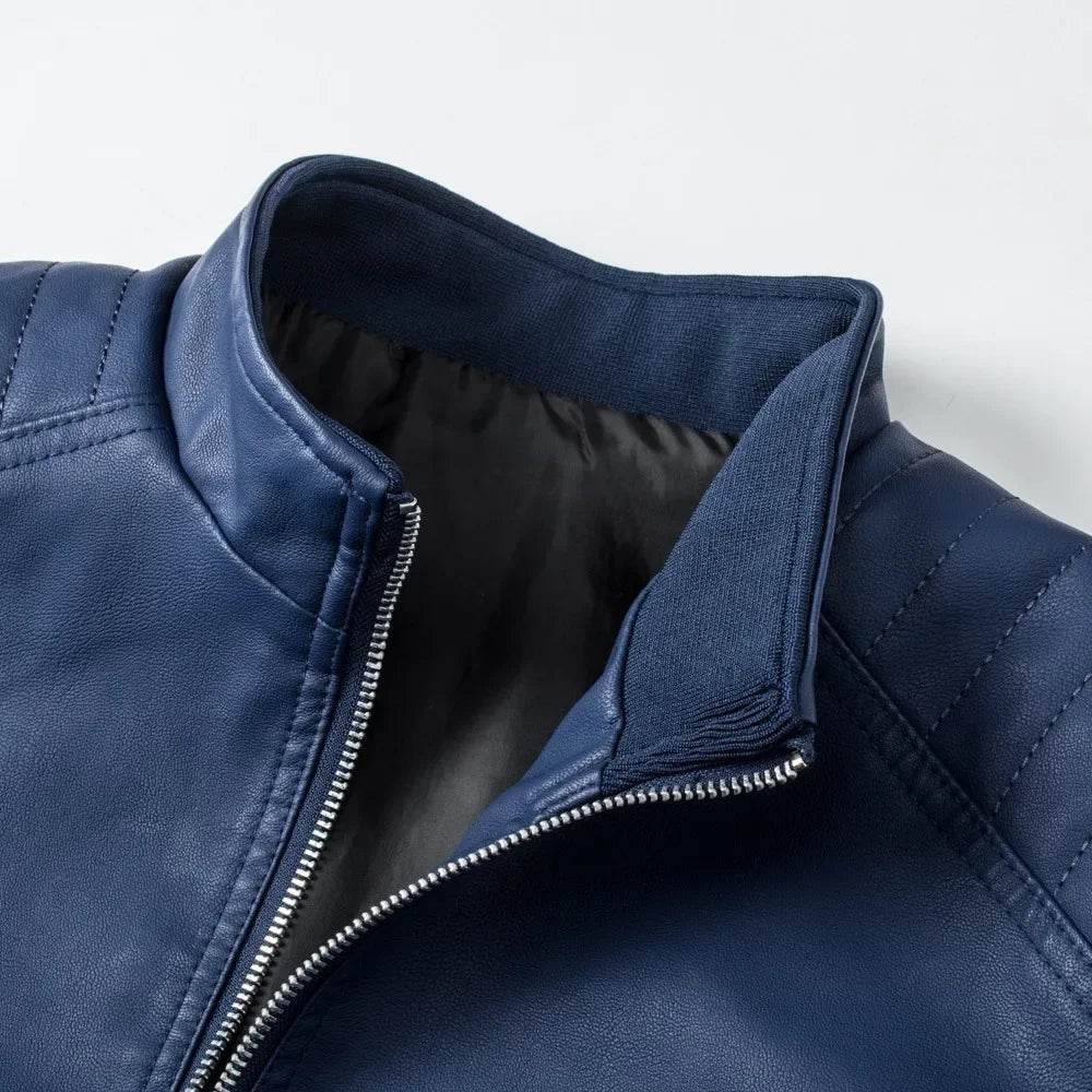FAVOCENT Stand Collar Men's Leather Jacket - Casual Slim Fit Fashion 2024 - Buy Center