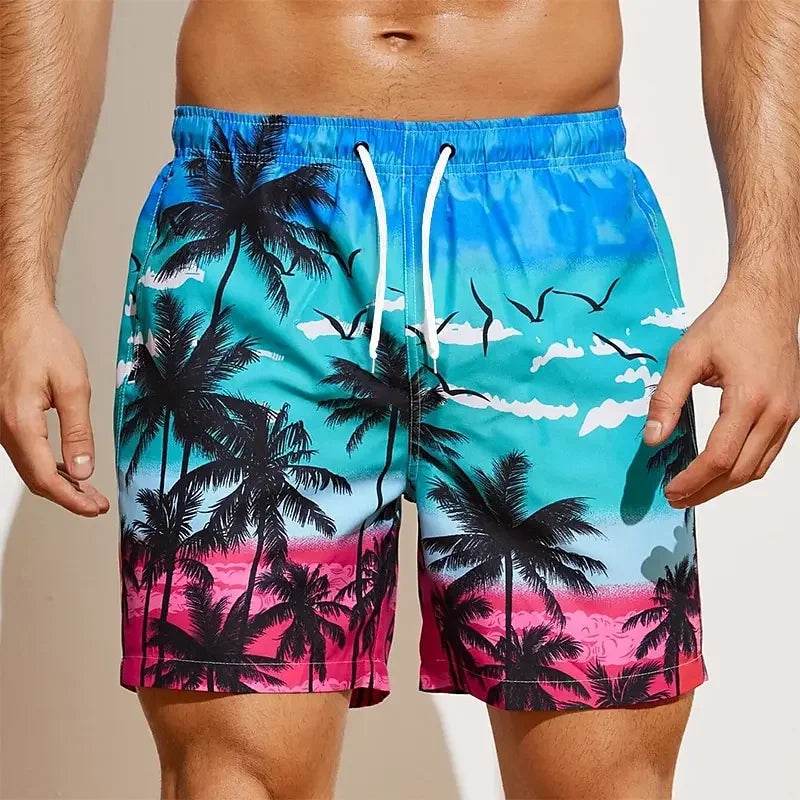 2024 Casual Men's Drawstring Shorts - Quick Dry Coconut Tree Print - Buy Center