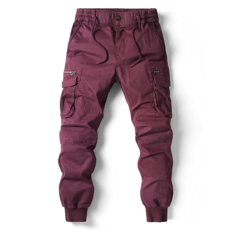 Solid Color Men's Cargo Pants - Multi-Pocket Ankle Style for Comfort - Buy Center