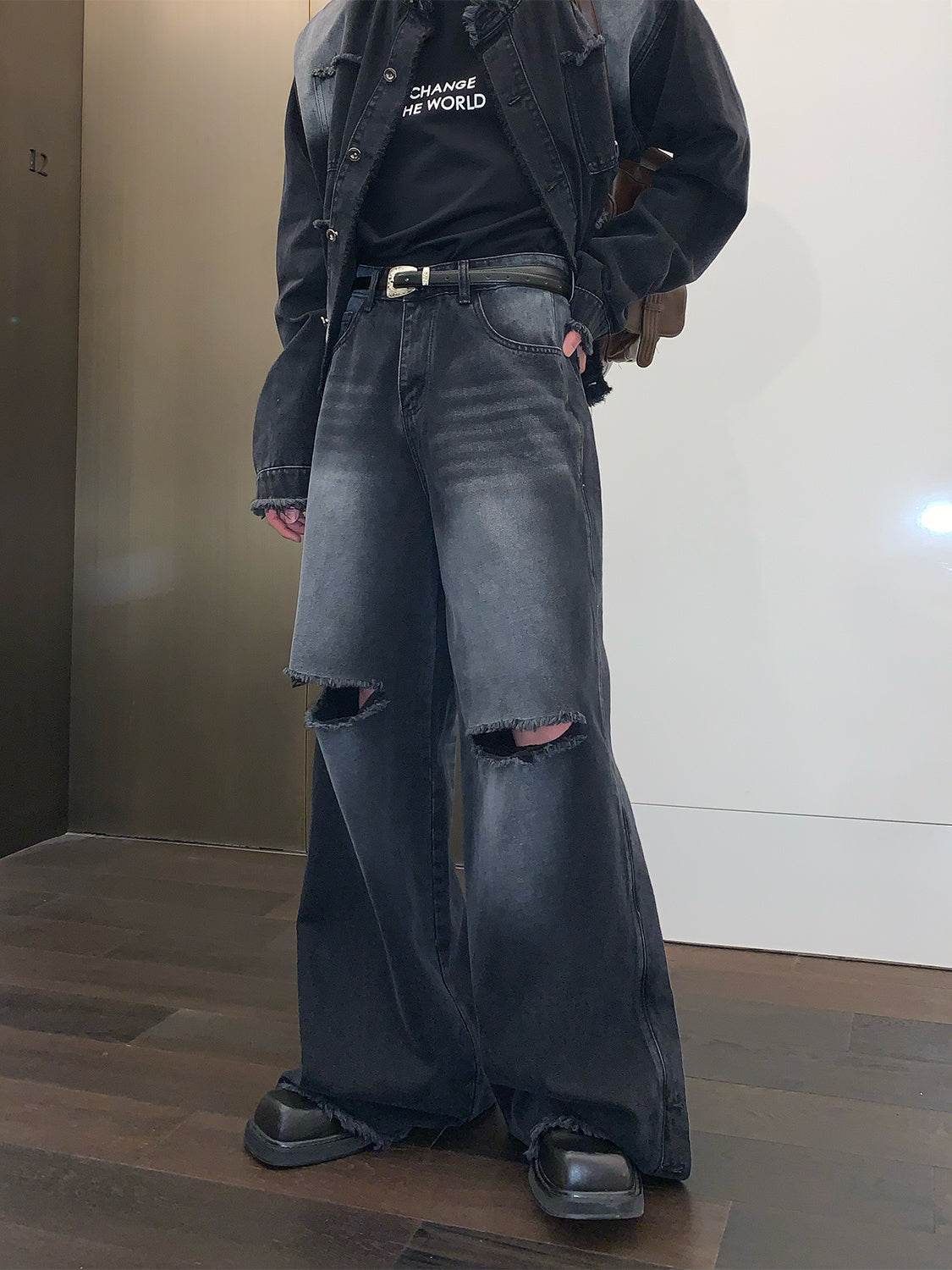 Buycenter Loose Straight Casual Trousers - Wide Leg, Blue & Black Options - Buy Center