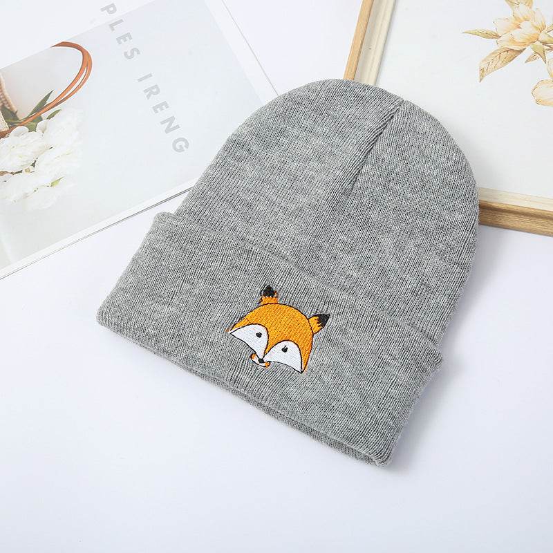 Buycenter Fashion Fox Embroidery Knitted Hat - Cozy & Versatile for All Seasons - Buy Center