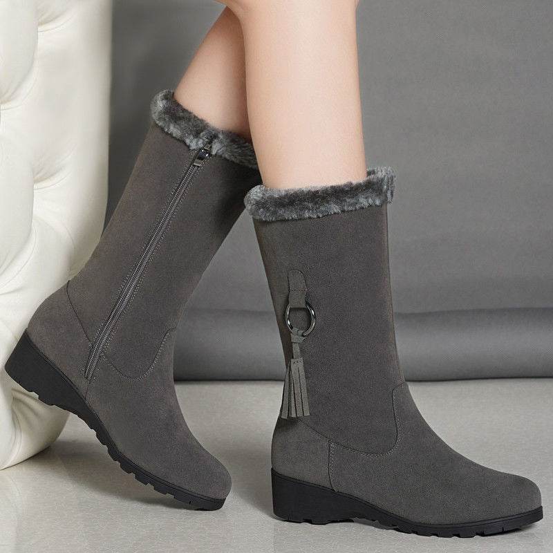 Long Furry Mouth Fleece Lined Martin Boots - Stylish & Waterproof Design - Buy Center