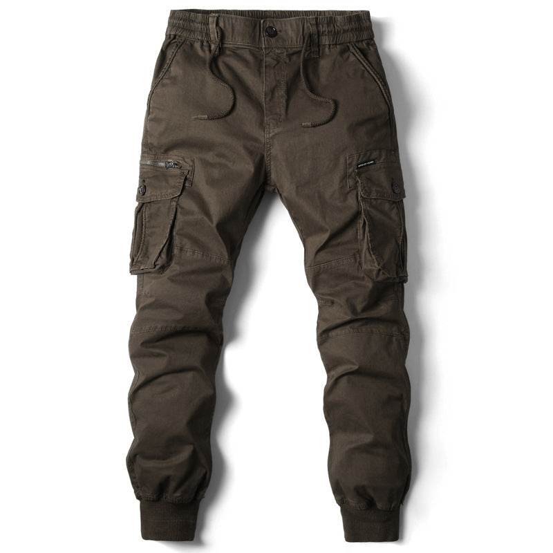 Solid Color Men's Cargo Pants - Multi-Pocket Ankle Style for Comfort - Buy Center