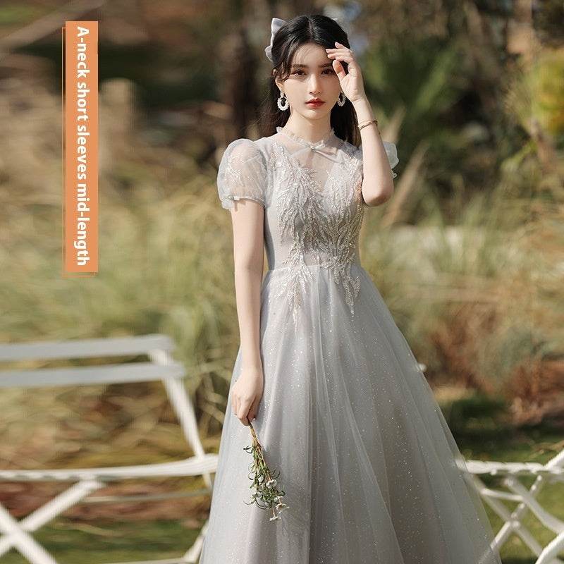 Sisters Gray Slim Fit Dress - Elegant Bridesmaid & Girlfriend Style 2025 - Buy Center
