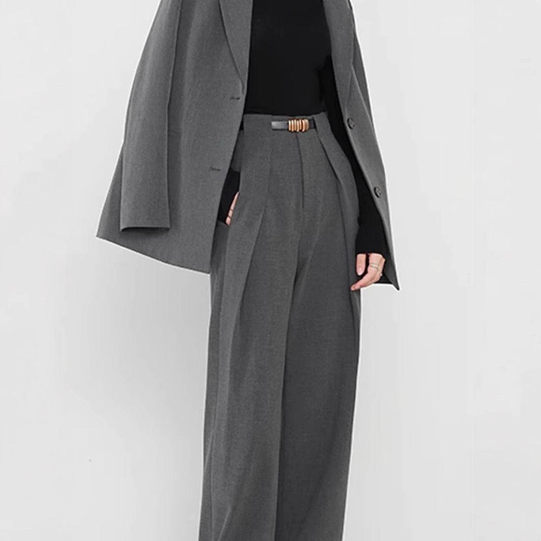 Women's Stylish Wide Leg Suit Pants - Premium Polyester Comfort - Buy Center