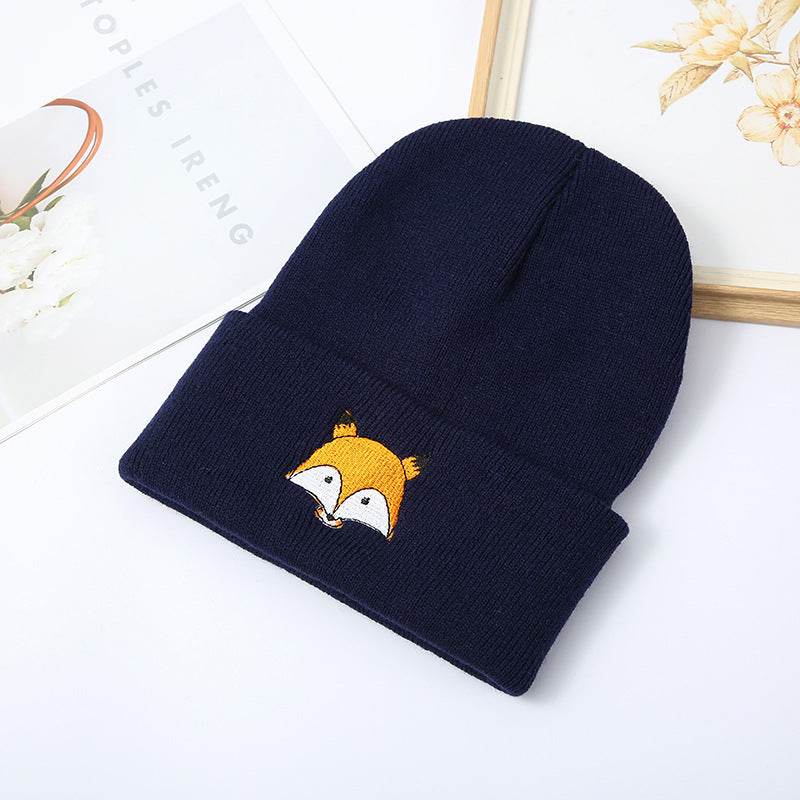 Buycenter Fashion Fox Embroidery Knitted Hat - Cozy & Versatile for All Seasons - Buy Center