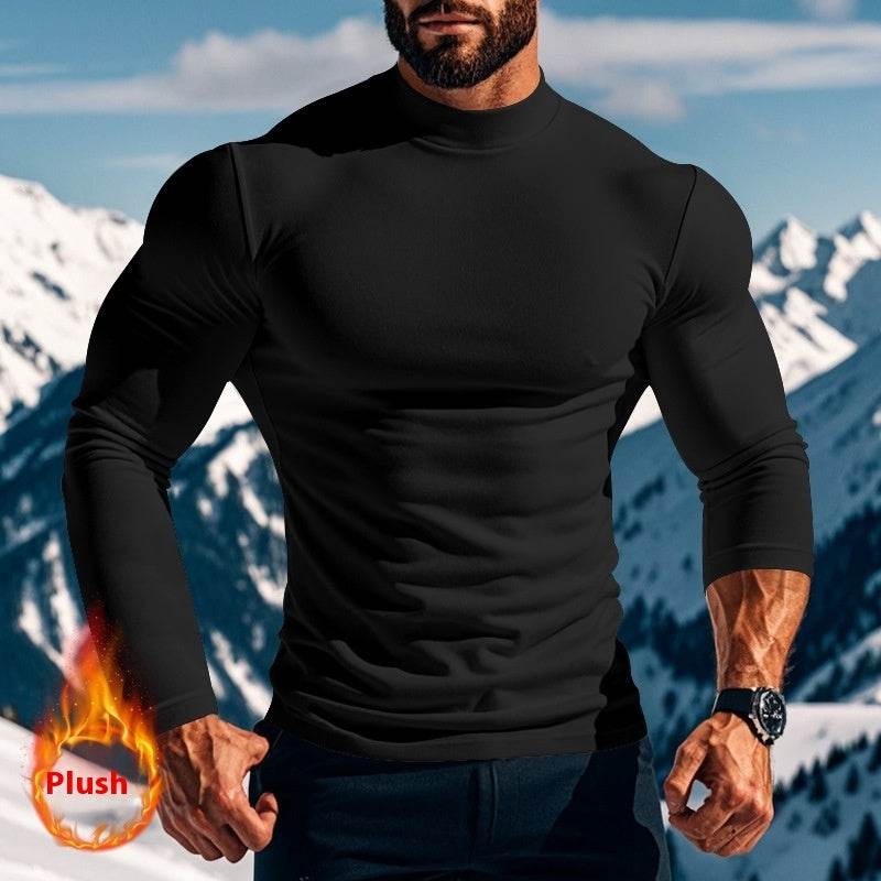 Buycenter Slim-Fit Half Turtleneck Men's Top - Stylish Pullover in Black, White, Brown - Buy Center