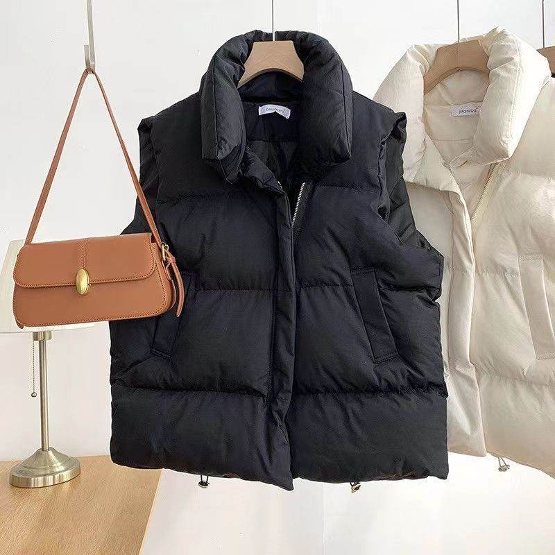 Women's Sleeveless Cotton Vest - Elegant Collar & Pockets for Chic Style - Buy Center