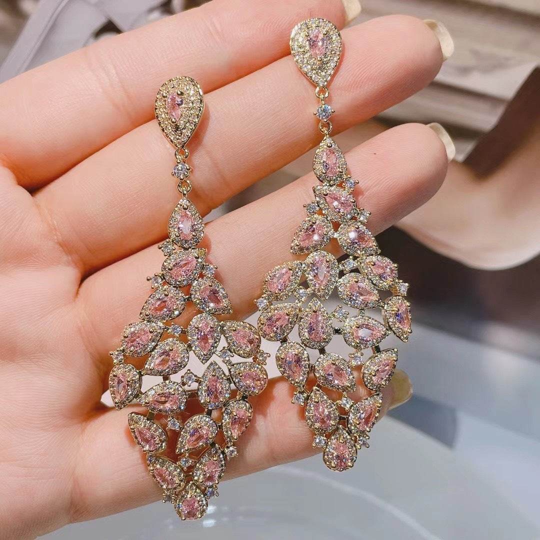 Buycenter Luxury Large Diamond Drop Earrings - Zircon Water Drop Design - Buy Center