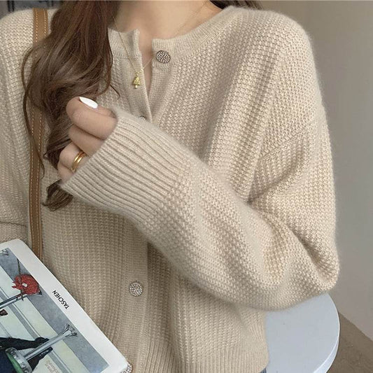 Women's Round Neck Knitted Cardigan - Stylish Cozy Sweater Coat 2025 - Buy Center