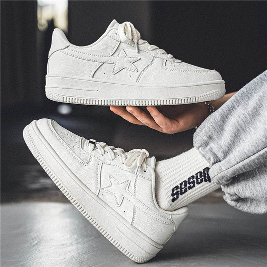 Thick Soled White Casual Sneakers for Men - Breathable Vulcanized Style - Buy Center
