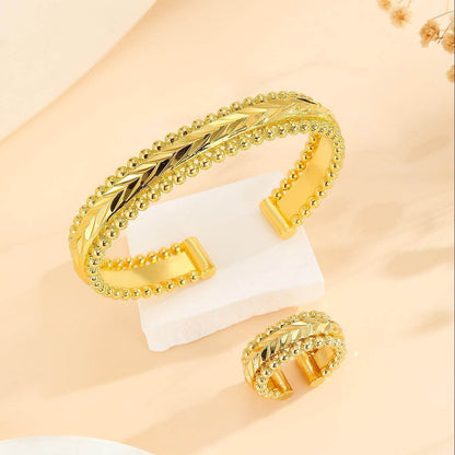 Vintage Gold Plated Bracelet & Ring Set - Women's Festival Jewelry 2025 - Buy Center