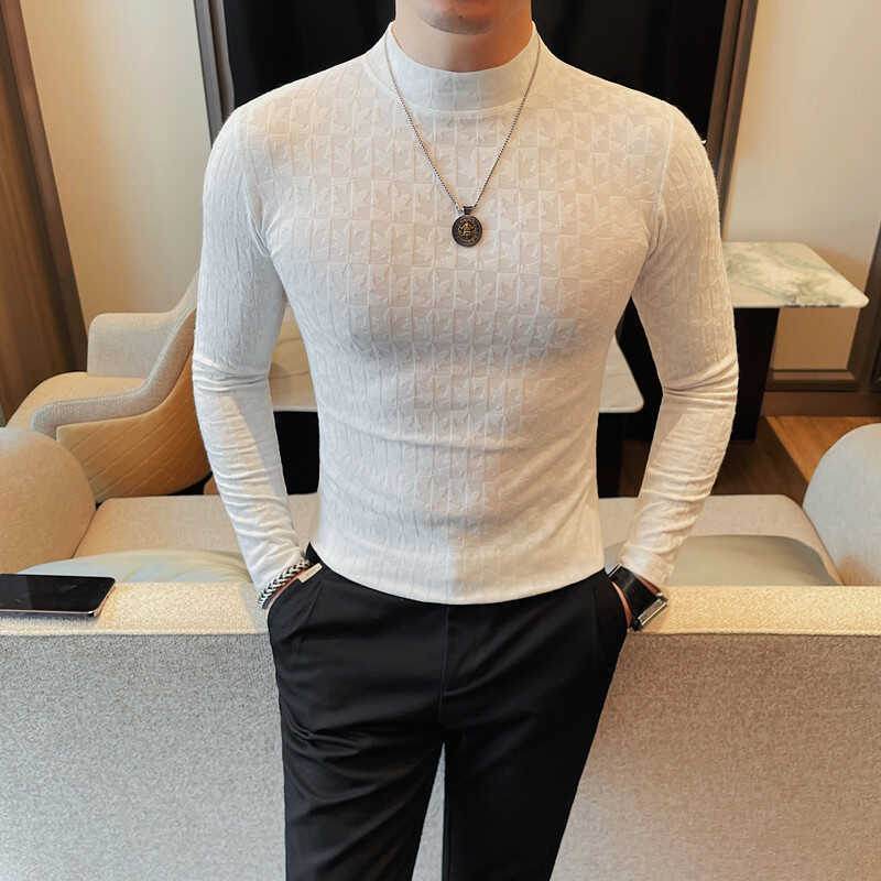 Men's Slim Fit Half High Collar T-Shirt - Trendy Casual Style 2025 - Buy Center