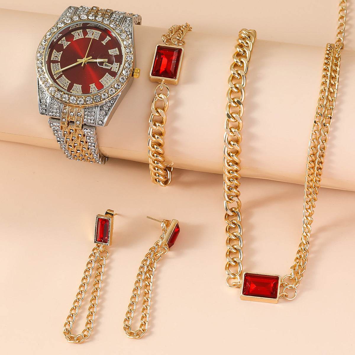 Buy Center Women's Fashionable Watch Set - Chic Casual Style with Accessories - Buy Center