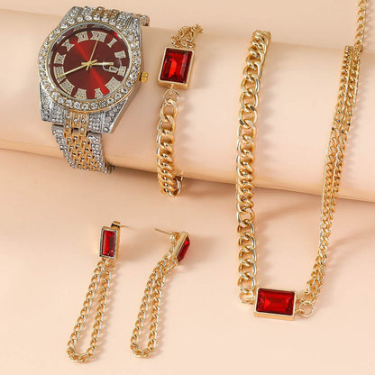 Buy Center Women's Fashionable Watch Set - Chic Casual Style with Accessories - Buy Center