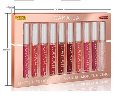 Pack of 10 Waterproof Matte Lip Gloss - Long-Lasting Color, Smooth Texture - Buy Center