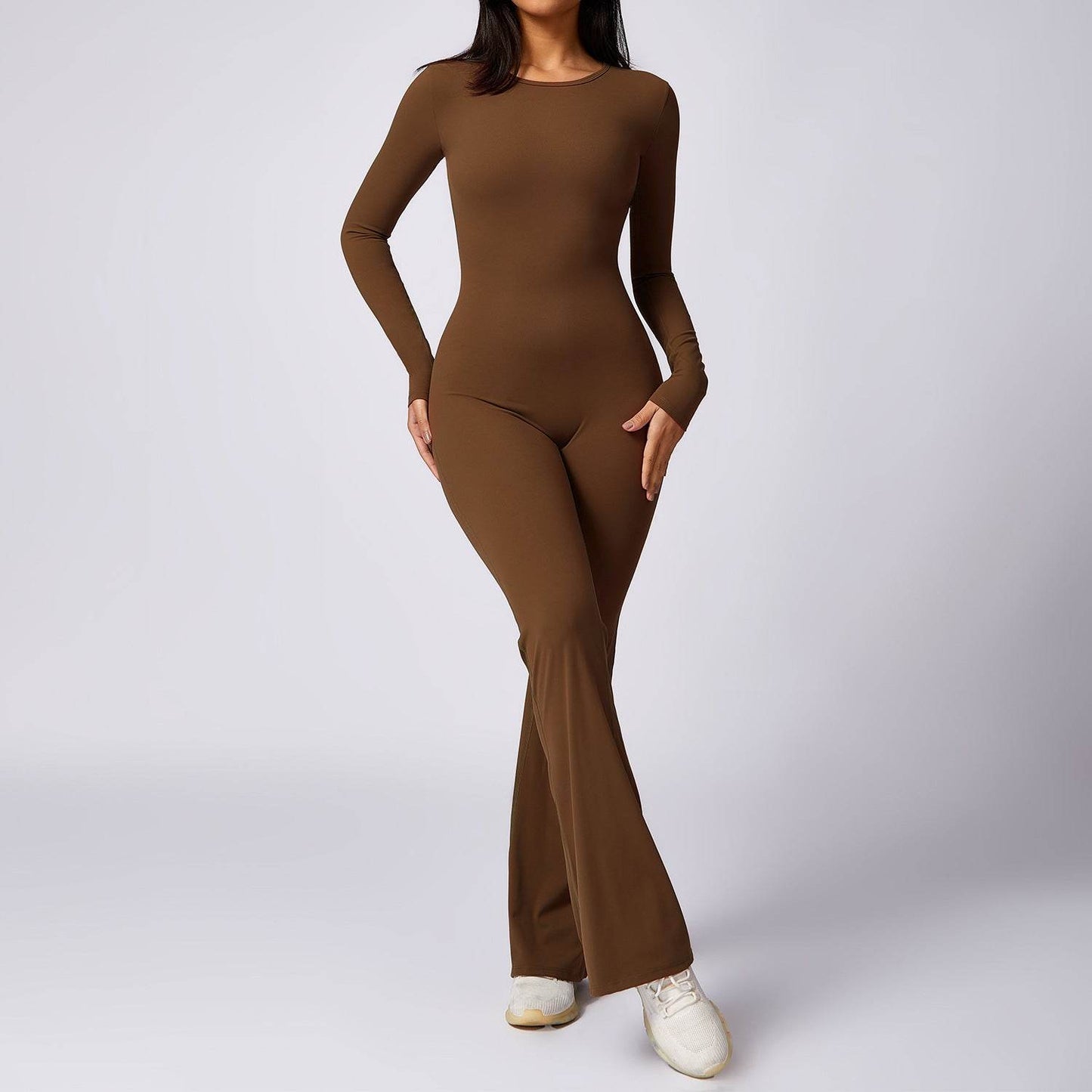 Leisure Horn Long Sleeve Yoga Jumpsuit - Quick-Drying, Stylish Workout Wear - Buy Center