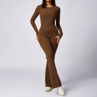 Leisure Horn Long Sleeve Yoga Jumpsuit - Quick-Drying, Stylish Workout Wear - Buy Center
