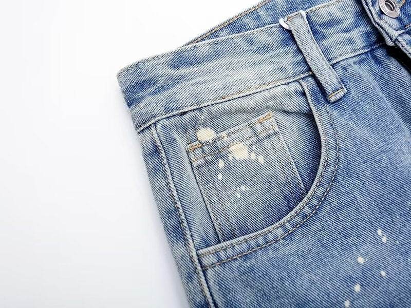 Trendy Men's Straight Trousers - Hand-Painted Jeans in Multiple Sizes - Buy Center