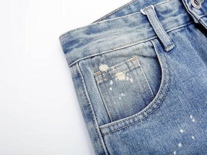 Trendy Men's Straight Trousers - Hand-Painted Jeans in Multiple Sizes - Buy Center