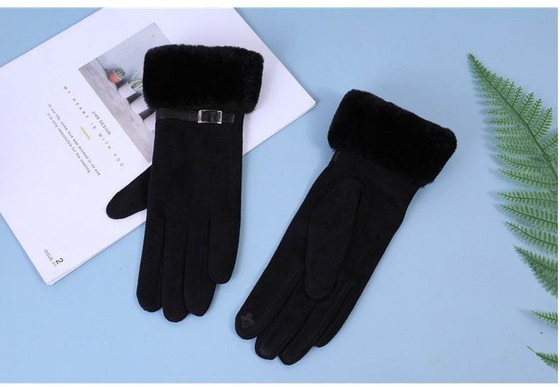 Women's Outdoor Cycling Gloves - Touch Screen, Fleece & Stylish Suede - Buy Center