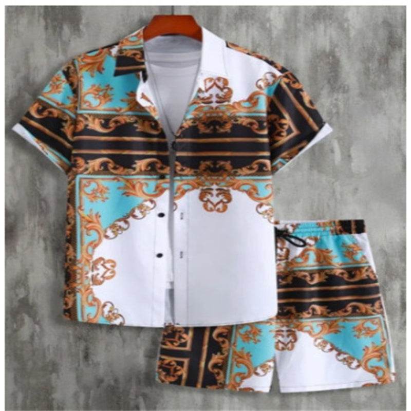 Buycenter Men's Casual Short Sleeve Shirt & Shorts Beach Suit - Buy Center