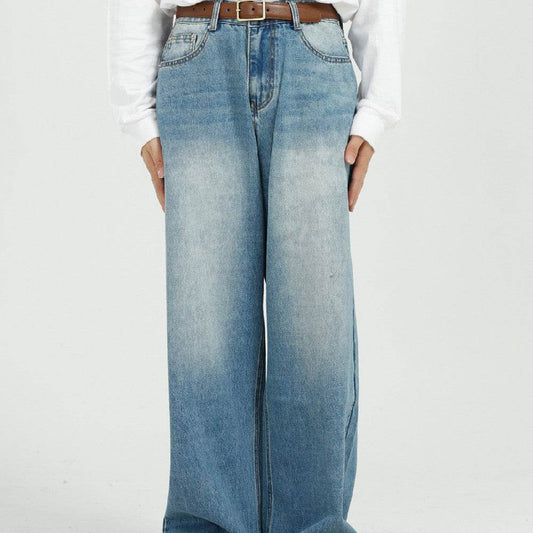 Buycenter Men's Blue Wide Leg Jeans - Loose Fit & Stylish Design - Buy Center