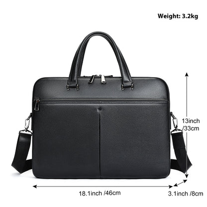 Men's Large Capacity Briefcase - Premium Cowhide 17" Laptop Bag - Buy Center