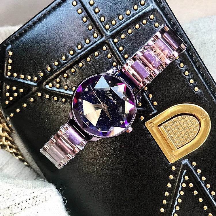Buy Center Starry Sky Purple Steel Women's Dress Watch - Fashionable Quartz - Buy Center