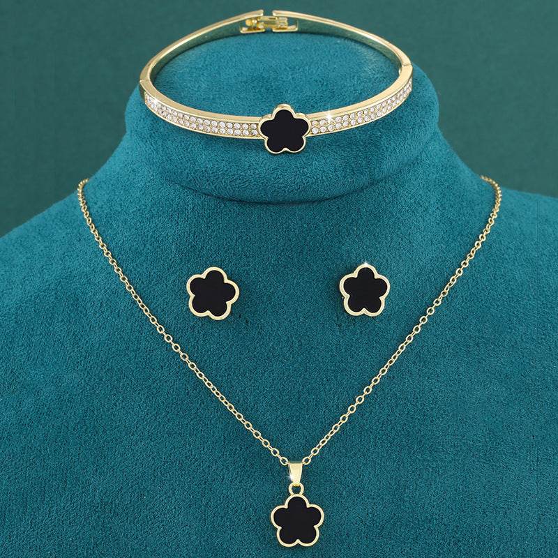Lucky Five Petal Flower Jewelry Set - Elegant Modern Fashion Accessory - Buy Center
