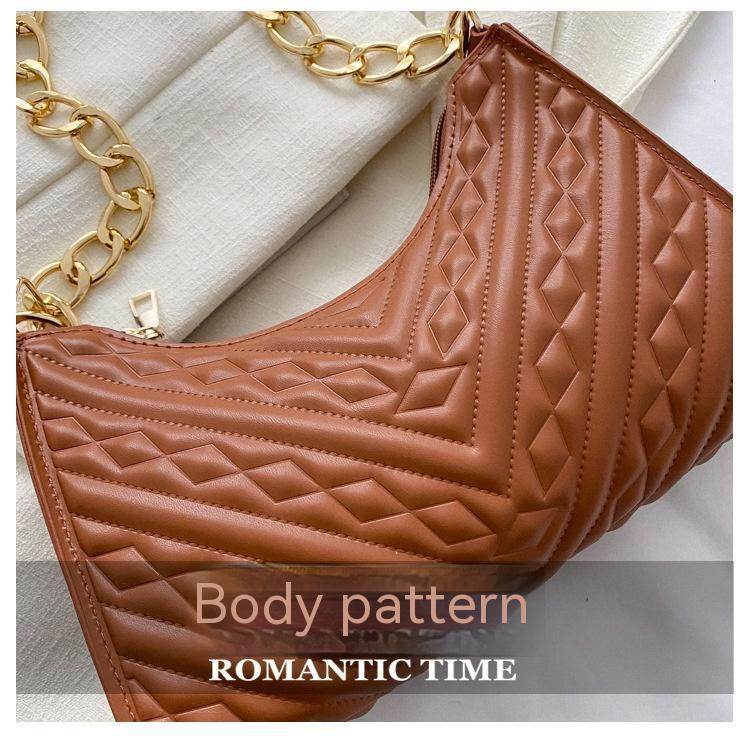 Buycenter Pleated Chain Baguette Shoulder Bag - Stylish PU Evening Accessory - Buy Center