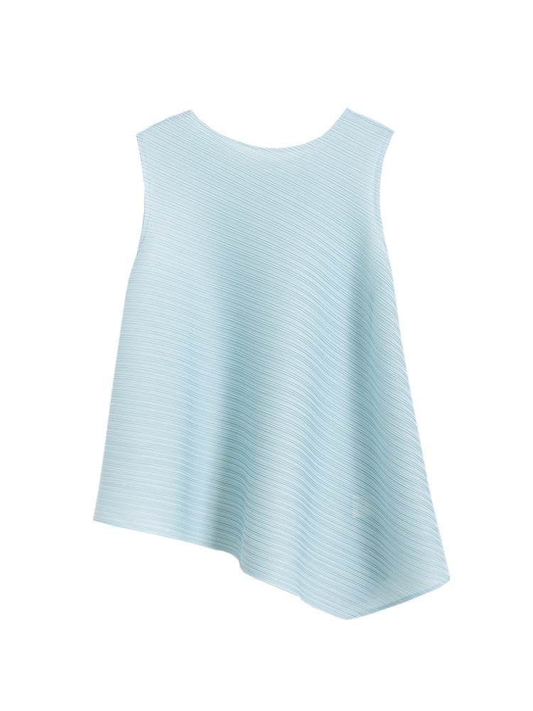 Pleated Women's Slimming T-Shirt - Stylish Sleeveless Fit in Various Colors - Buy Center