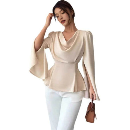 Women's Satin Flare Sleeve Shirt - Elegant Blouse for Modern Style 2025 - Buy Center