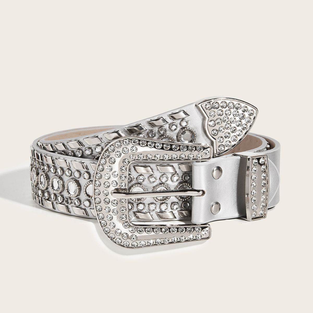 Punk Rhinestone Rivet Y2K Fashion Belt - Stylish PU Leather, Alloy Buckle - Buy Center