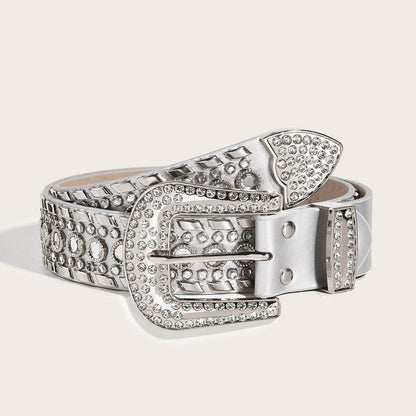 Punk Rhinestone Rivet Y2K Fashion Belt - Stylish PU Leather, Alloy Buckle - Buy Center