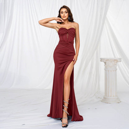 Elegant Long Hem Off-Neck Evening Dress - Sequins & High Waist Style - Buy Center